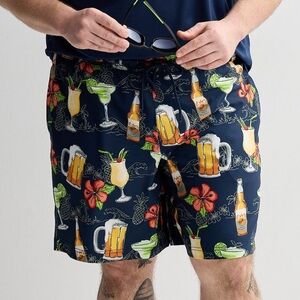 Trinity Coast Big & Tall Swim Trunks  7” Shorts NEW Tipsy Tourist 2XL Cocktails